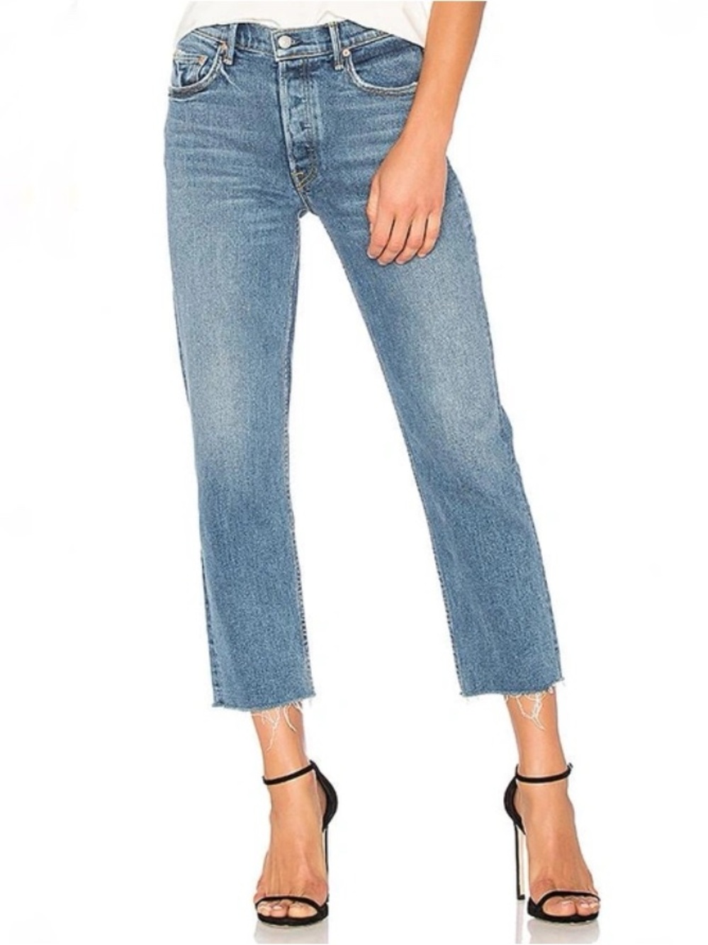 GRLFRND Helena High Rise Straight Crop Jeans